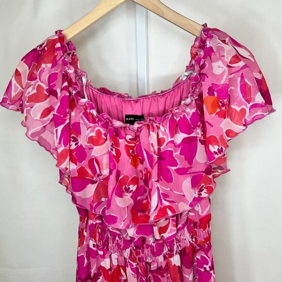 Kate and Lily Size 10 Flowy Pink Floral Tropical Maxi Dress Romantic Boho - Picture 4 of 13